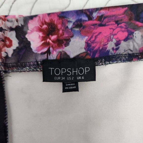 [Sz 2] Pink Floral Topshop Peplum Skirt - Picture 4 of 9